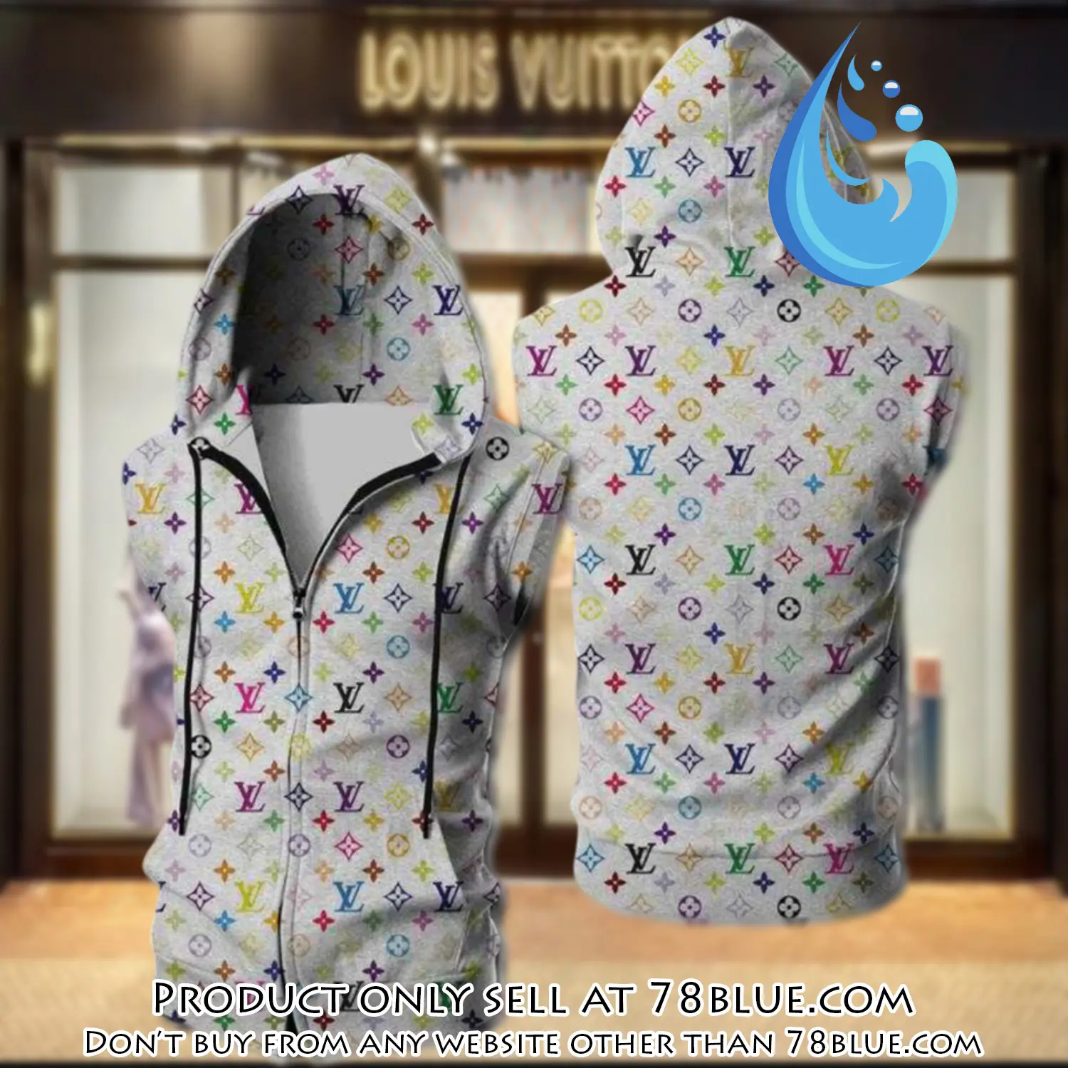 Louis vuitton white unisex sleeveless zip up hoodie luxury for men women szh018 78b1150458